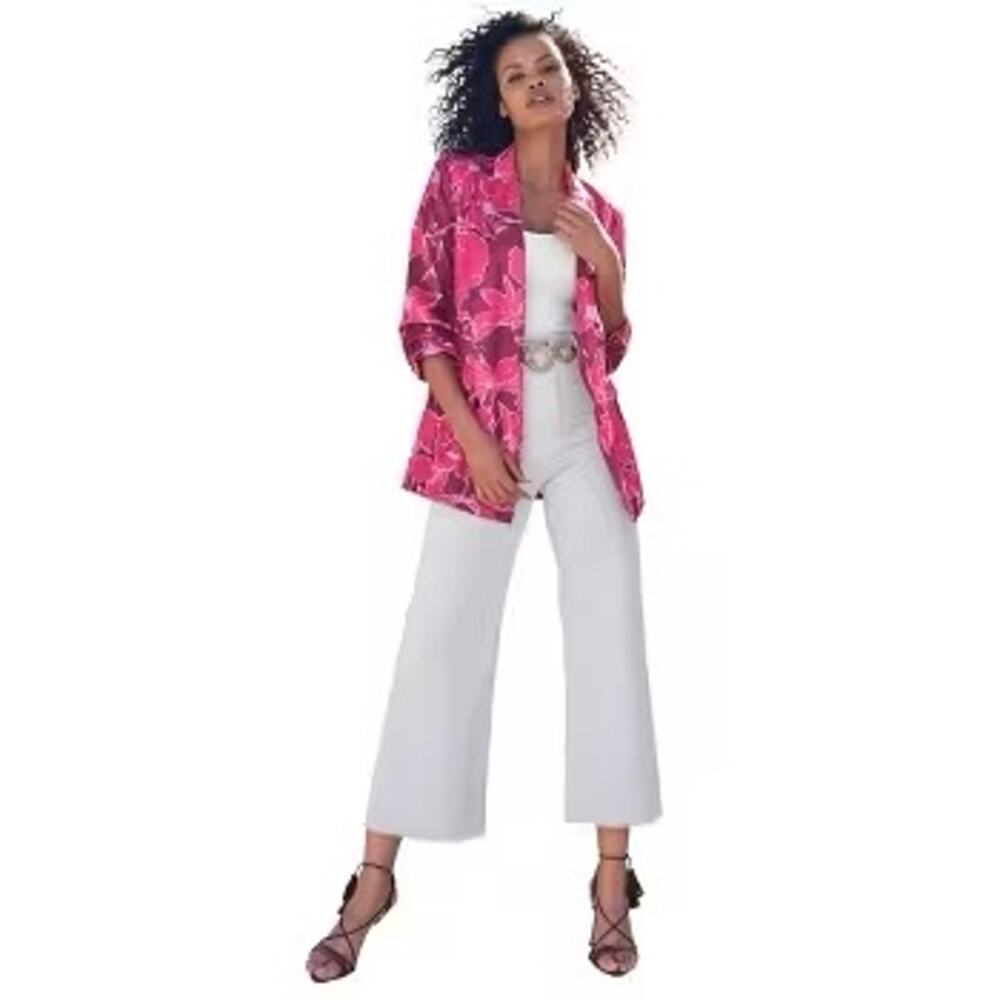 Venus Blazer Plus Pink Purple Floral Print Relaxed‎ Double Breasted Size 20